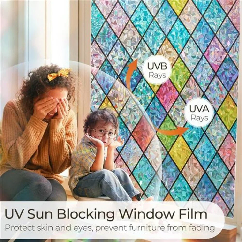 Window Privacy Film Stained Glass, Lattice, 17.7 x 78.7 inches
